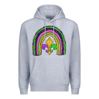 Heather Grey mardi gras fleur de lis rainbow Premium Hoodie - JahusDesignShop