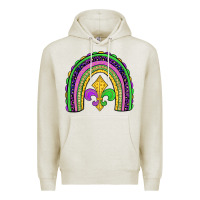 Oatmeal Heather mardi gras fleur de lis rainbow Premium Hoodie - JahusDesignShop