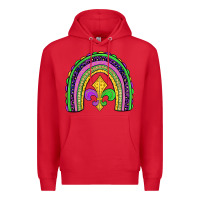 Red mardi gras fleur de lis rainbow Premium Hoodie - JahusDesignShop