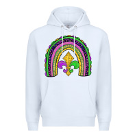 White mardi gras fleur de lis rainbow Premium Hoodie - JahusDesignShop