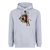 Heather Grey Cowboy bull rodeo Heavyweight Hoodie - HowdyJamesFarm