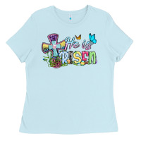 Baby Blue Easter Day He is risen Ladies Tee - OliviaCreatesArt
