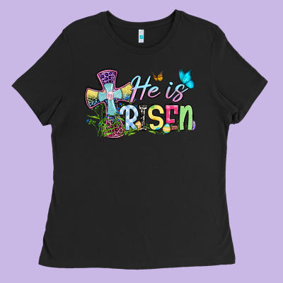 Easter Day He Is Risen Ladies Tee Designed By Oliviacreatesart