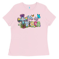 Bubblegum Pink Easter Day He is risen Ladies Tee - OliviaCreatesArt