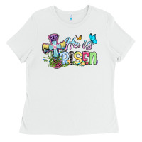 White Easter Day He is risen Ladies Tee - OliviaCreatesArt