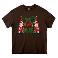 Chocolate Brown Naughty or nice christmas elfs Heavy Core Tee - FaDigitalArtStudio