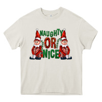 Cream Naughty or nice christmas elfs Heavy Core Tee - FaDigitalArtStudio