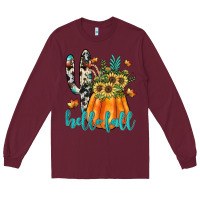 Burgundy hello fall Long Sleeve Tee - JahusDesignShop
