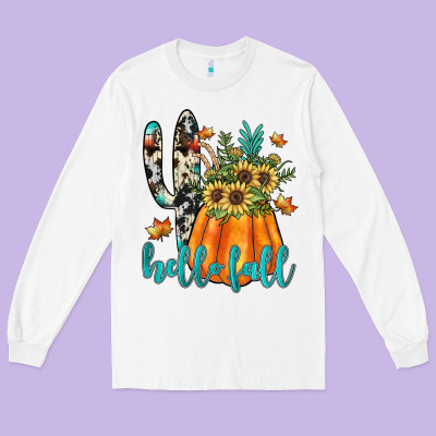 Hello Fall Long Sleeve Tee Designed By Jahusdesignshop