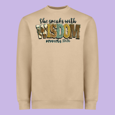 She Speaks With Wisdom Proverbs 31 26 Heavyweight Sweatshirt Designed By Nancycooperartshop