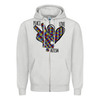 Dove Grey Peace Love Autism Zipper Hoodie - Bettercallsaul