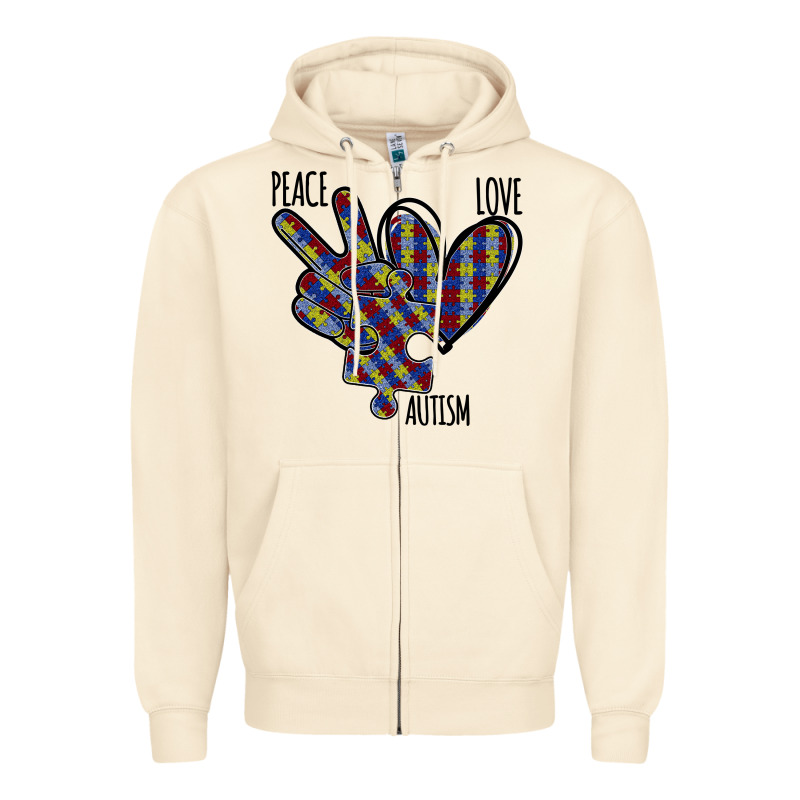 Peace Love Autism Zipper Hoodie by Bettercallsaul | Teevron