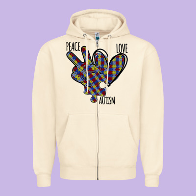 Peace Love Autism Zipper Hoodie Designed By Bettercallsaul