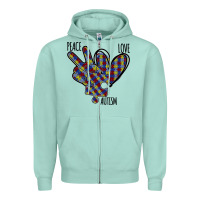 Seafoam Peace Love Autism Zipper Hoodie - Bettercallsaul