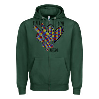 Sports Green Peace Love Autism Zipper Hoodie - Bettercallsaul