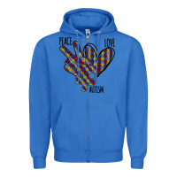 True Royal Peace Love Autism Zipper Hoodie - Bettercallsaul