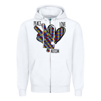 White Peace Love Autism Zipper Hoodie - Bettercallsaul