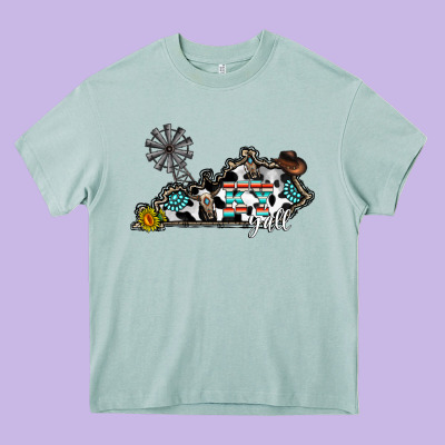 Ky Yall Western Heavy Core Tee Designed By Cowhidedigitalart