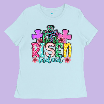 Easter Day He Is Risen Indeed Ladies Tee Designed By Oliviacreatesart
