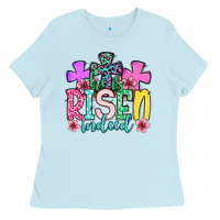 Baby Blue Easter Day He is risen indeed Ladies Tee - OliviaCreatesArt