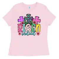 Bubblegum Pink Easter Day He is risen indeed Ladies Tee - OliviaCreatesArt