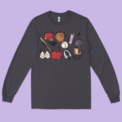 Baseball Mom Long Sleeve Tee Designed By Maliassmallbusiness