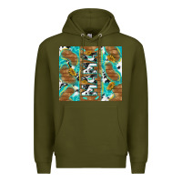 Cowhide Mama With Rustic Teal Wood Premium Hoodie | Teevron