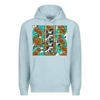 Blue Mist cowhide mama with rustic teal wood Premium Hoodie - TumblerDesignByShophia