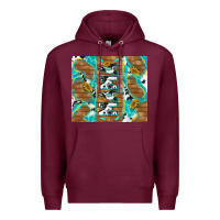 Burgundy cowhide mama with rustic teal wood Premium Hoodie - TumblerDesignByShophia