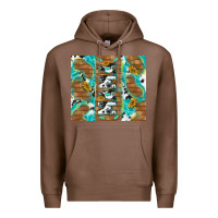 Chestnut cowhide mama with rustic teal wood Premium Hoodie - TumblerDesignByShophia