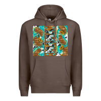 Coffee cowhide mama with rustic teal wood Premium Hoodie - TumblerDesignByShophia