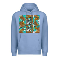 Colony Blue cowhide mama with rustic teal wood Premium Hoodie - TumblerDesignByShophia
