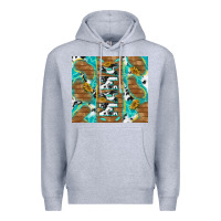 Heather Grey cowhide mama with rustic teal wood Premium Hoodie - TumblerDesignByShophia