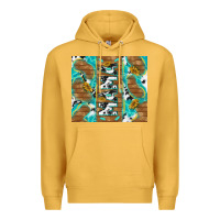 Mustard cowhide mama with rustic teal wood Premium Hoodie - TumblerDesignByShophia