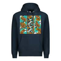 Navy cowhide mama with rustic teal wood Premium Hoodie - TumblerDesignByShophia