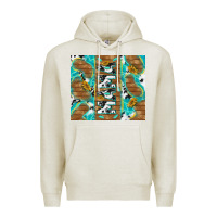 Oatmeal Heather cowhide mama with rustic teal wood Premium Hoodie - TumblerDesignByShophia