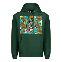 Sports Green cowhide mama with rustic teal wood Premium Hoodie - TumblerDesignByShophia