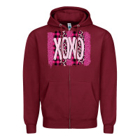 Burgundy Love Xoxo Brushstrokes Valentines Zipper Hoodie - Bettercallsaul