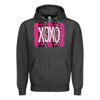 Charcoal Heather Love Xoxo Brushstrokes Valentines Zipper Hoodie - Bettercallsaul