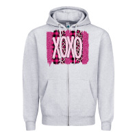Heather Grey Love Xoxo Brushstrokes Valentines Zipper Hoodie - Bettercallsaul