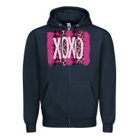 Navy Love Xoxo Brushstrokes Valentines Zipper Hoodie - Bettercallsaul