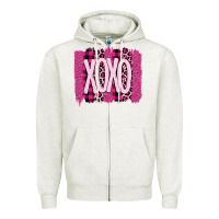 Oatmeal Heather Love Xoxo Brushstrokes Valentines Zipper Hoodie - Bettercallsaul