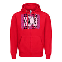 Love Xoxo Brushstrokes Valentines Zipper Hoodie | Teevron
