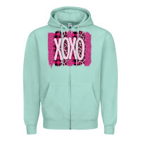 Seafoam Love Xoxo Brushstrokes Valentines Zipper Hoodie - Bettercallsaul