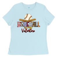 Baby Blue baseball is my valentine Ladies Tee - RacoonDesign