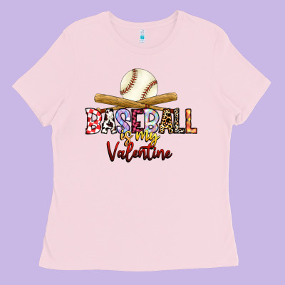 Baseball Is My Valentine Ladies Tee Designed By Racoondesign