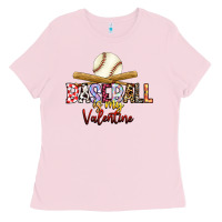 Bubblegum Pink baseball is my valentine Ladies Tee - RacoonDesign