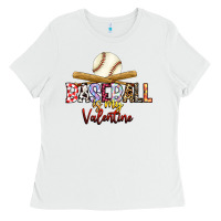 White baseball is my valentine Ladies Tee - RacoonDesign
