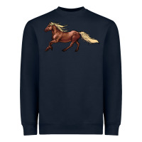 Navy running horse Heavyweight Sweatshirt - NancyCooperArtShop