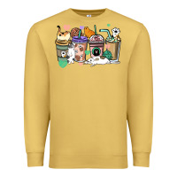 Antique Gold Cat coffee cups Premium Sweatshirt - HowdyJamesFarm